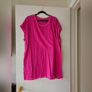 NATURAL LIFE Bright Pink Frankie Short Sleeve T-shirt Dress With Contrast Stitch